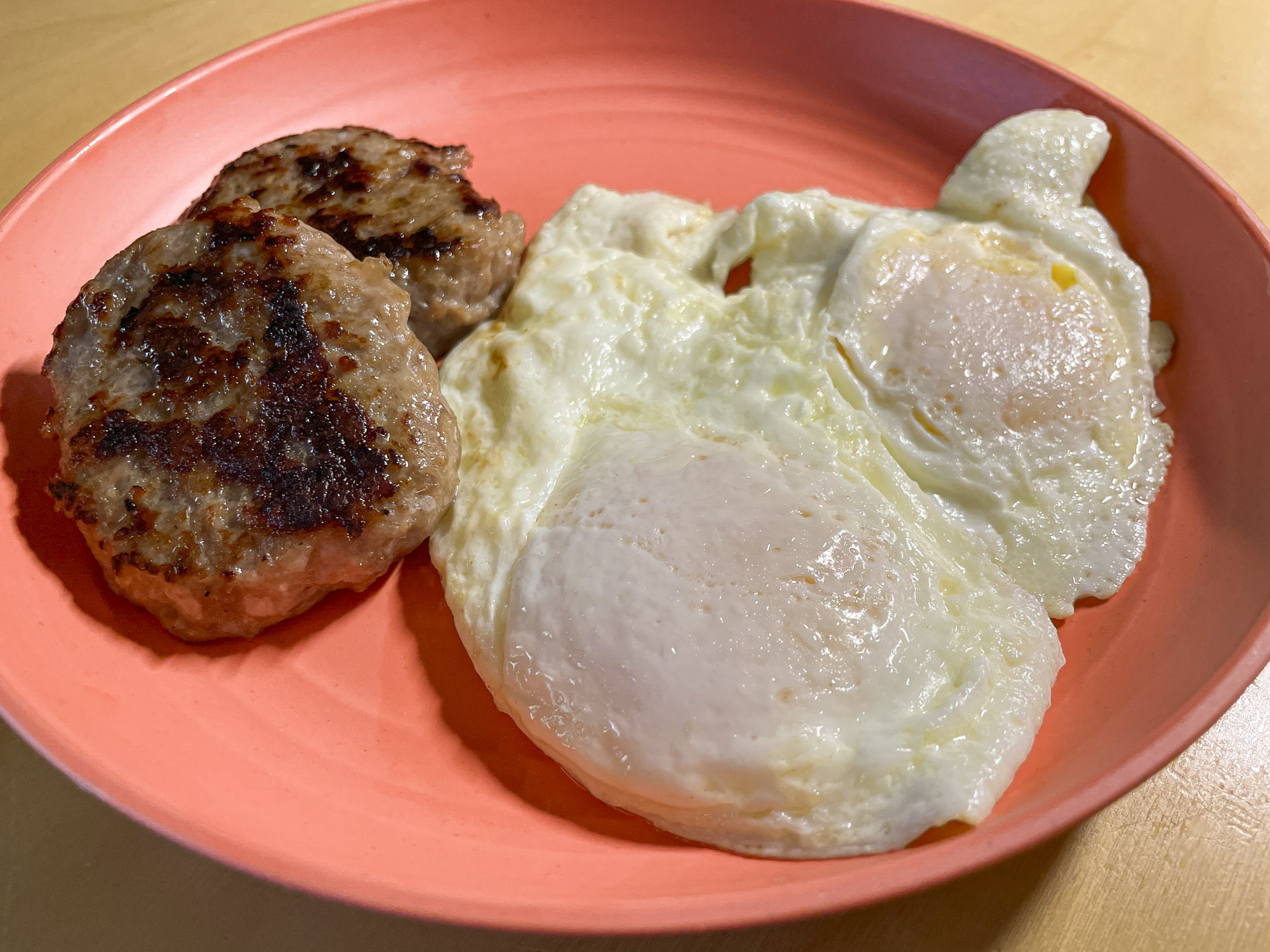 Sausage Patties and Eggs Over Easy