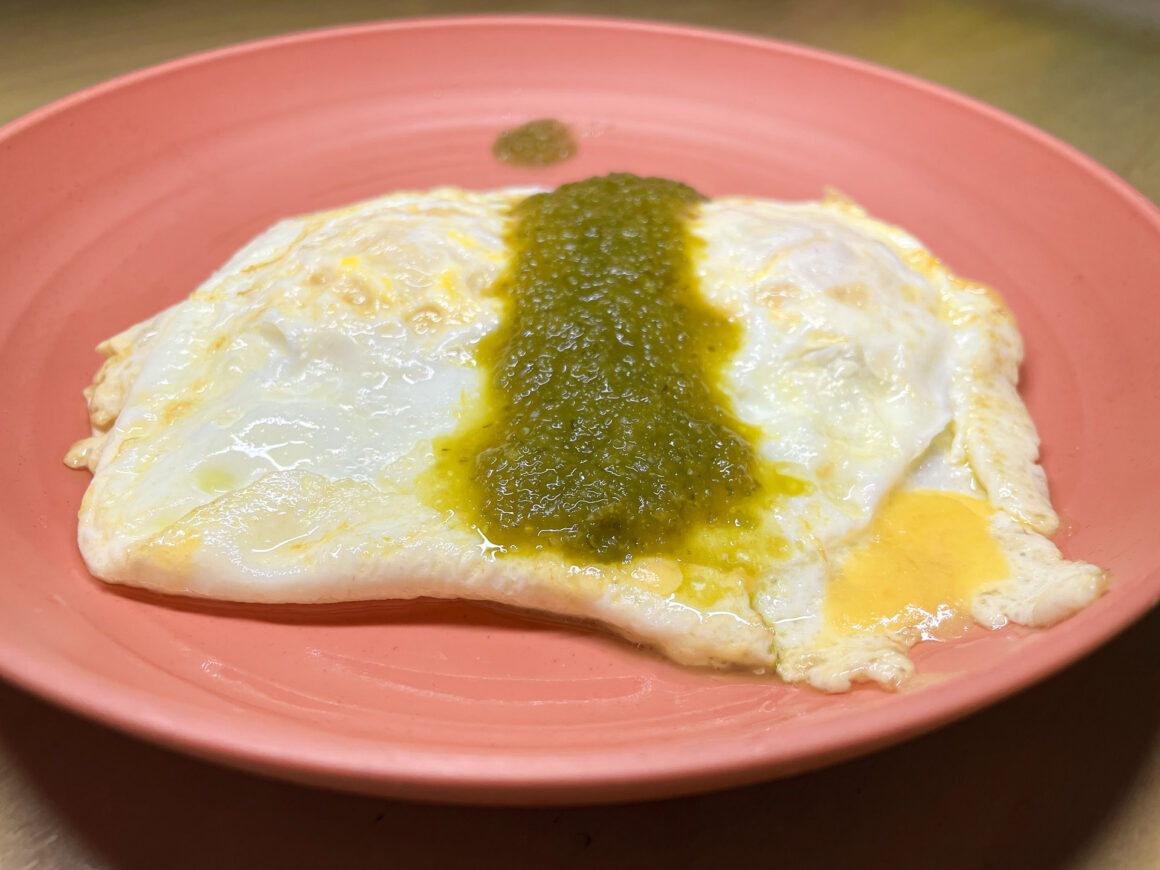 Eggs with Poblano Chile Sauce