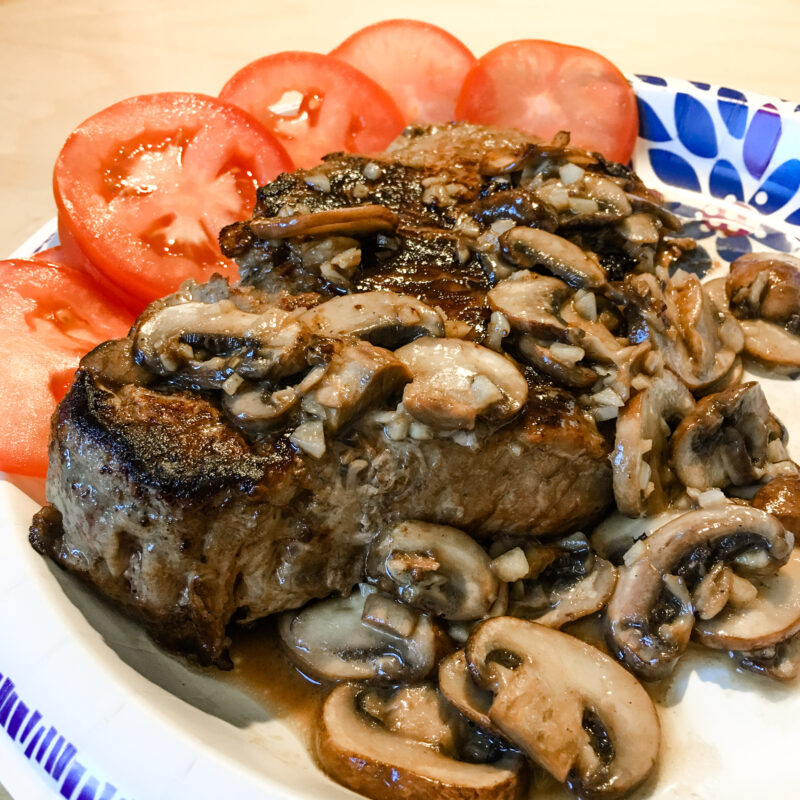 Steak with Mushrooms and Tomatoes