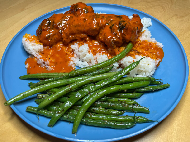 Beef, Rice, and Buttered Green Beans