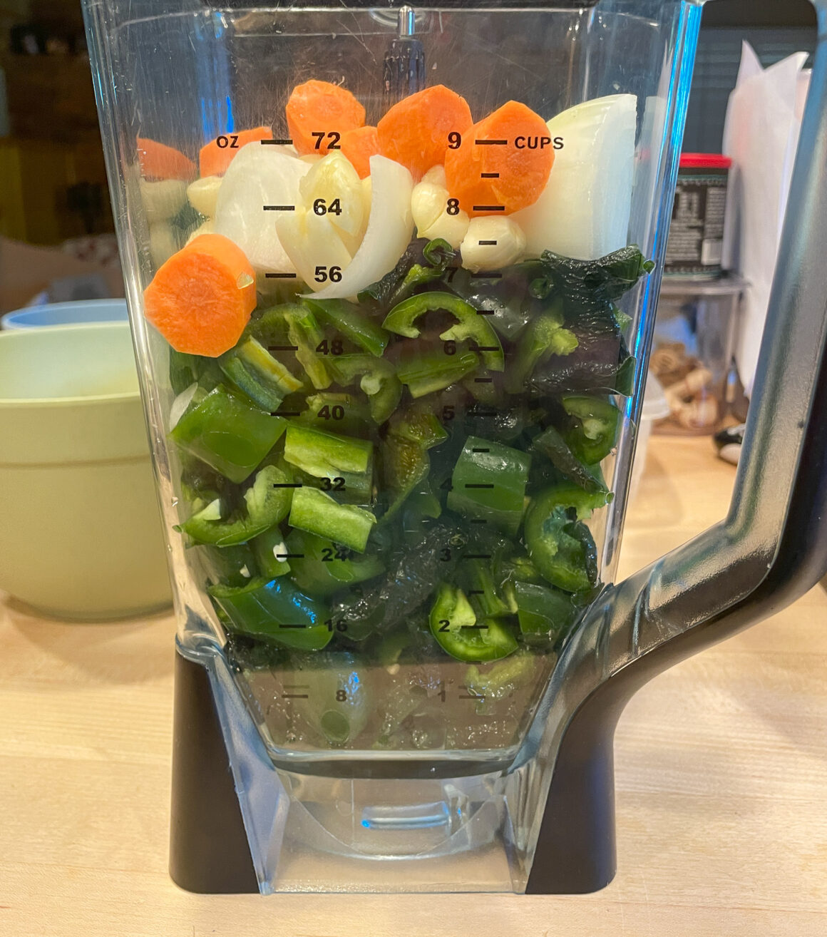 Onion, Garlic, Carrot, and Peppers in Blender