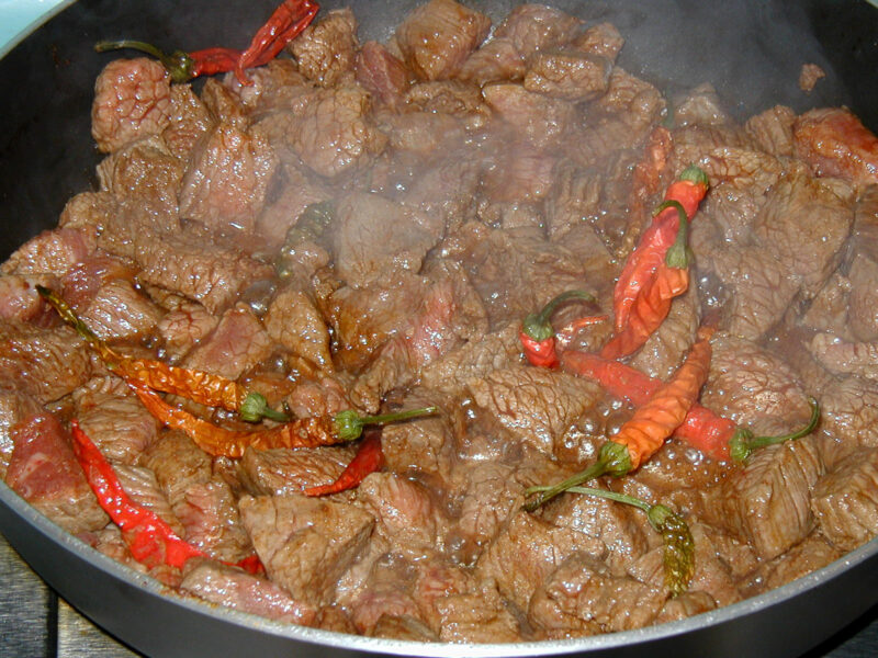 Frying Beef Chunks