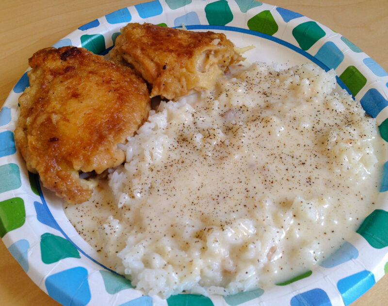 Fried Chicken Thighs w/White Rice