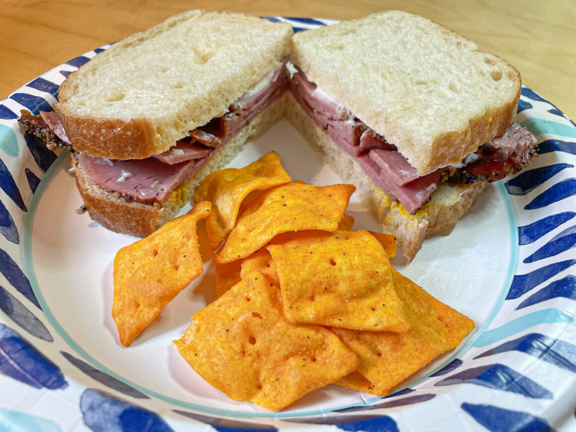 Pastrami Sandwich and Chips