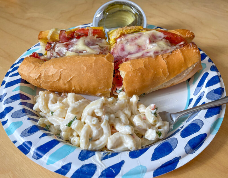 Pastrami on Roll & Macaroni Salad