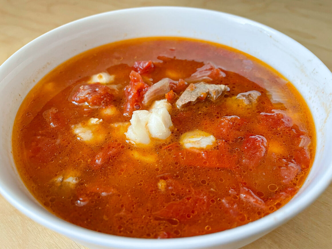 Tomato, Pork, and Hominy Soup