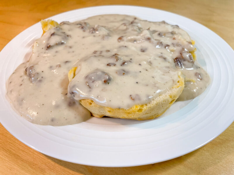 Sausage Gravy Over Biscuits