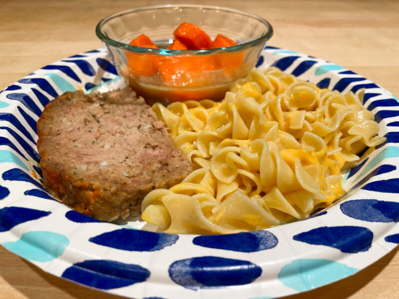 Meatloaf & Garlic Cheese Noodles