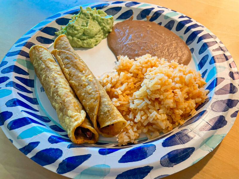 Two Taquitos, Beans, and Rice