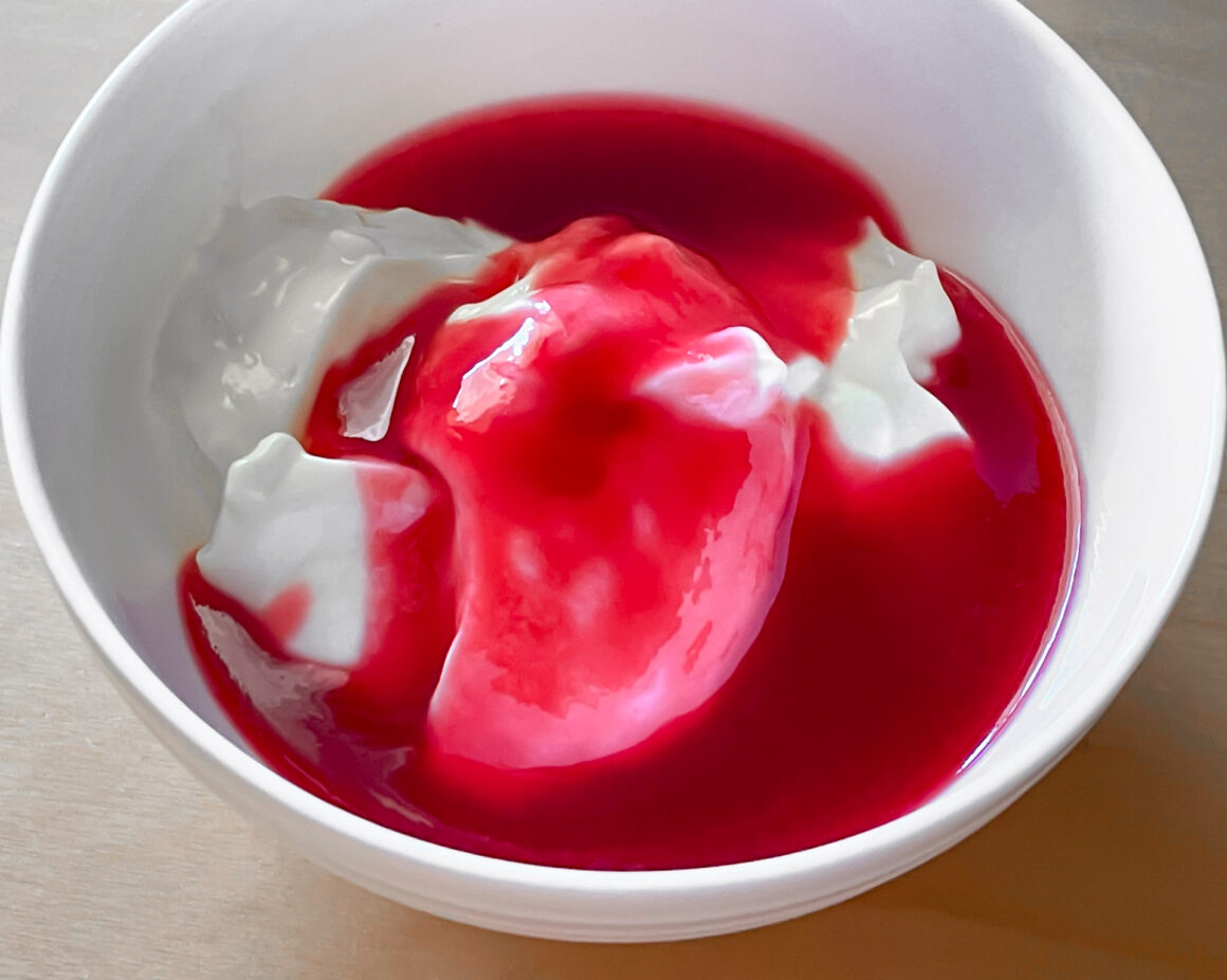 Lemon Yogurt and Raspberry Sauce