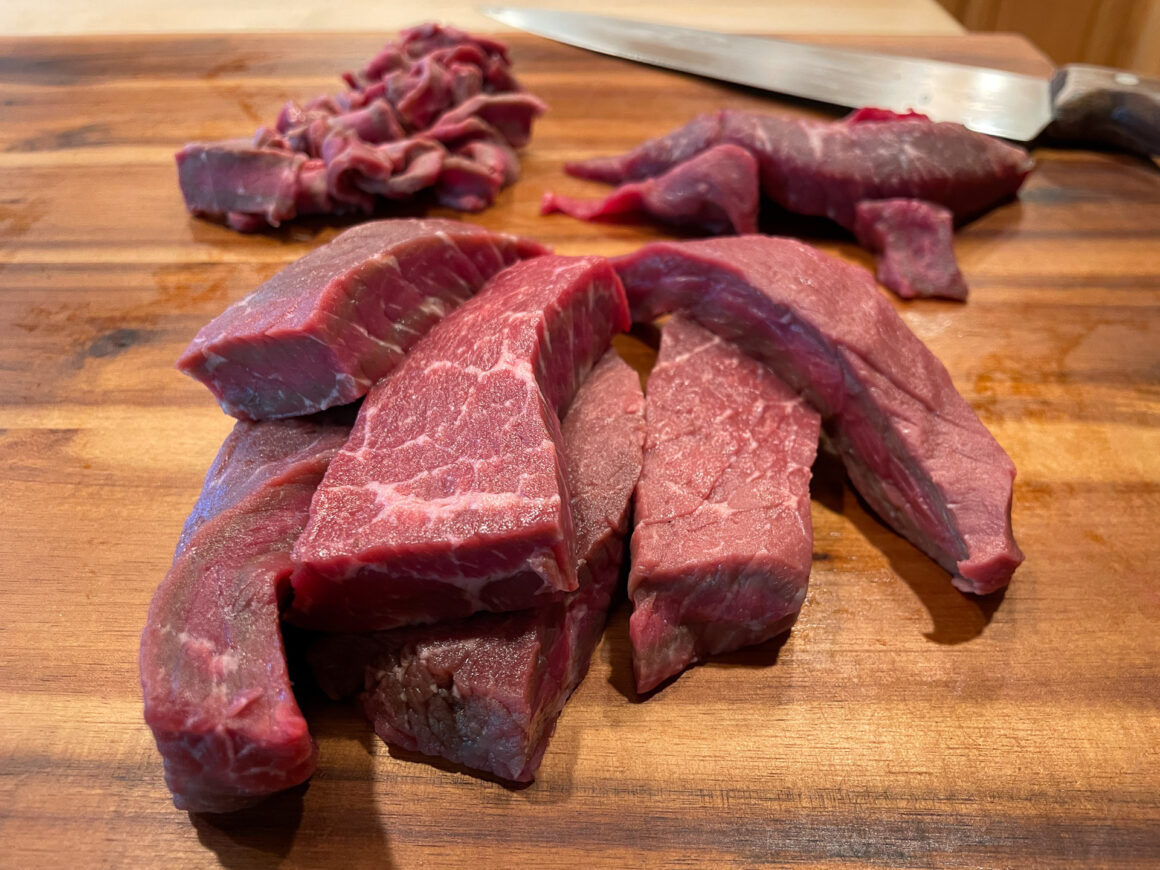 Slicing Round Steak for Stroganoff