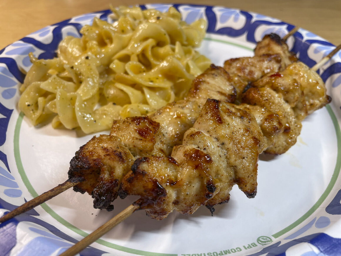 Chicken Skewers with Herbed Butter & Garlic Noodles