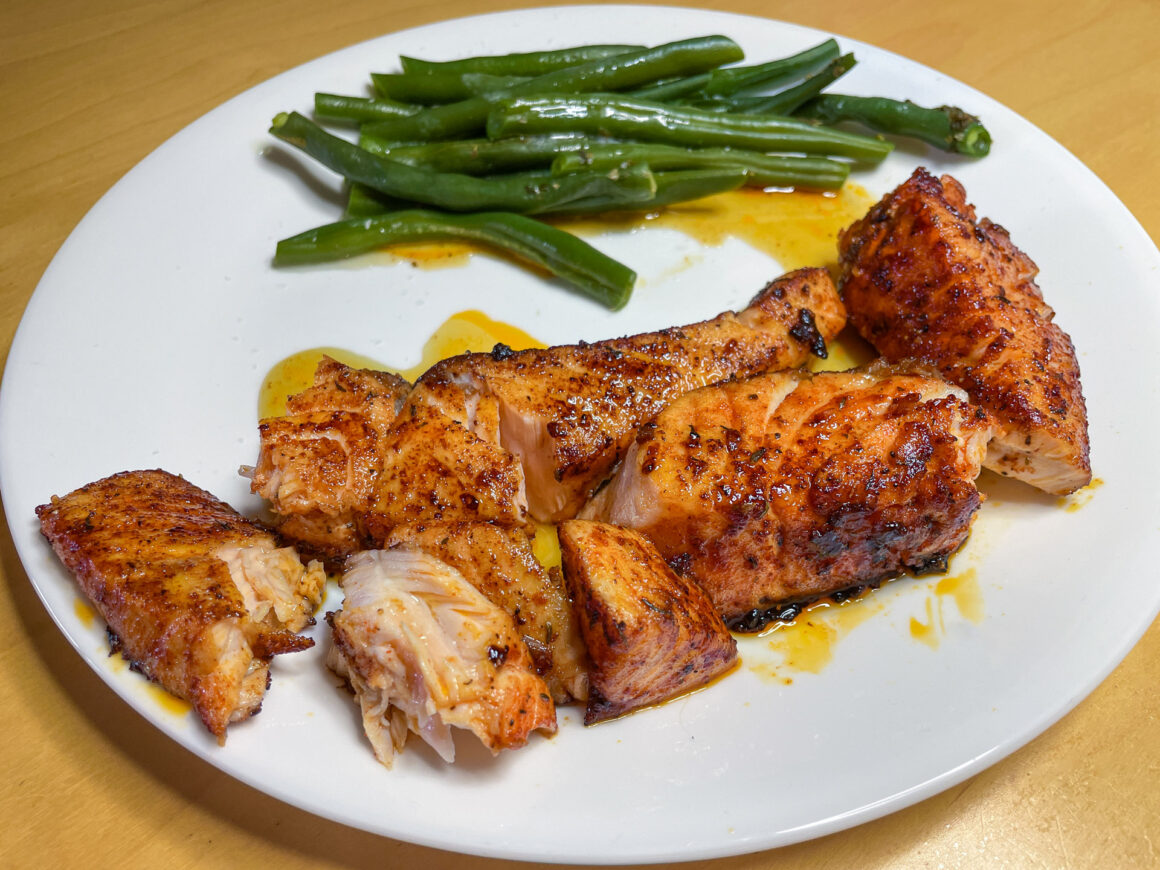 salmon with sweet lime chile oil