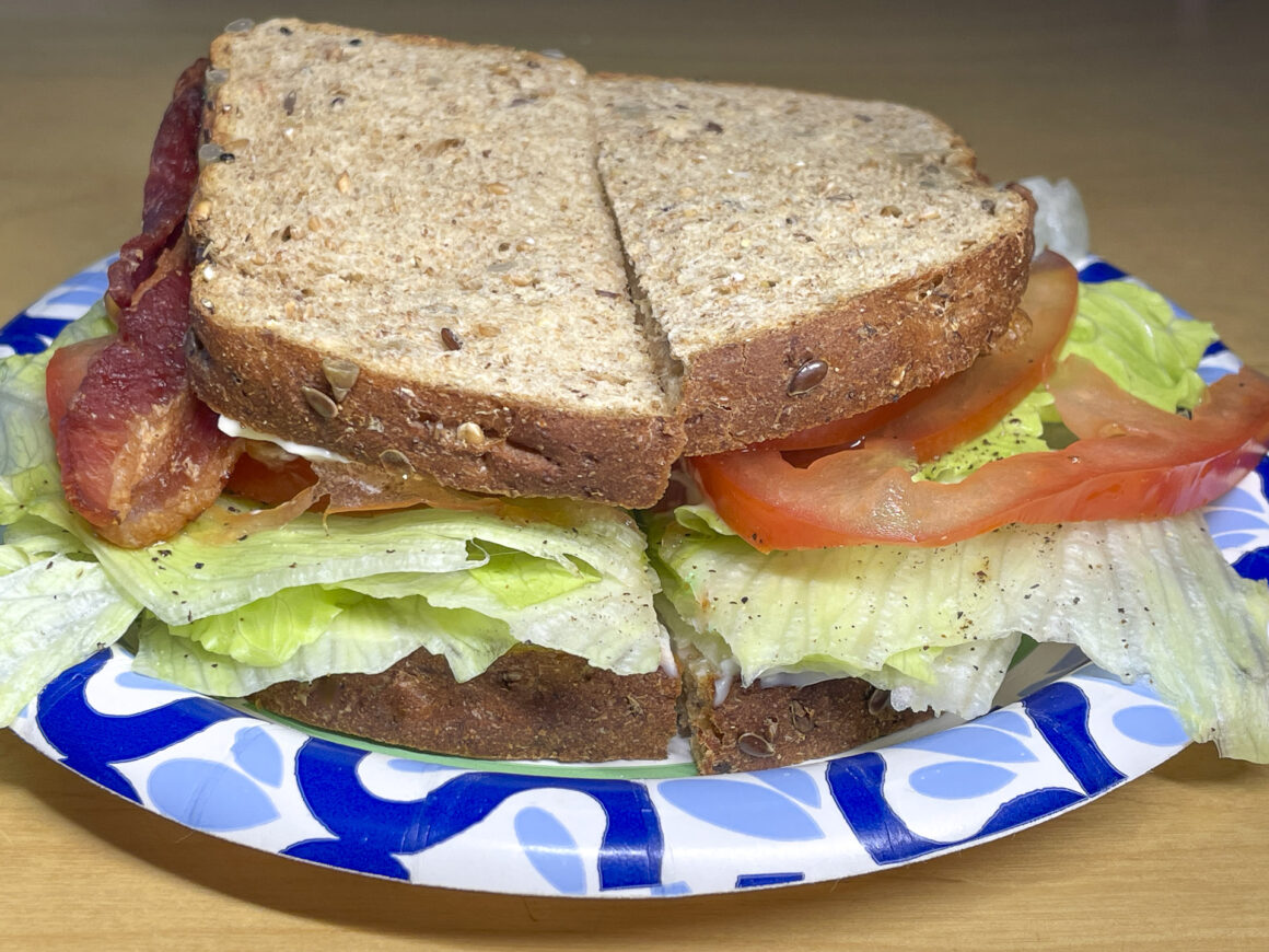 Bacon Lettuce Tomato Sandwich with Mayo on Wheat