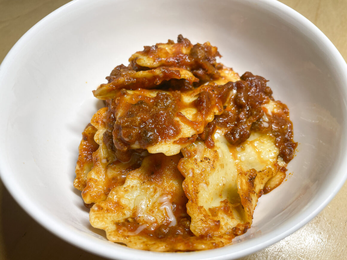 Cheese Ravioli with Meat Sauce