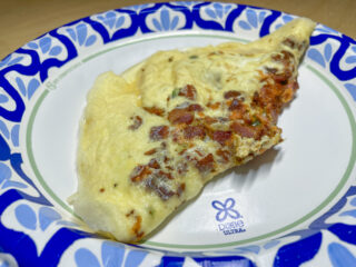 An Ugly Bacon, Jalapeno, and Cheese Omelet