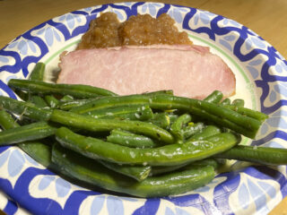 Pork Chops, Applesauce, and Green Beans
