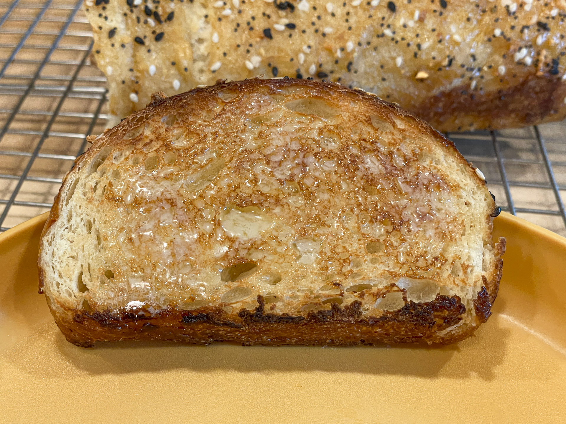 Toasted Everything Bagel Bread w/Butter