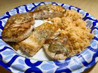 Garlic Buttered Salmon with Rice