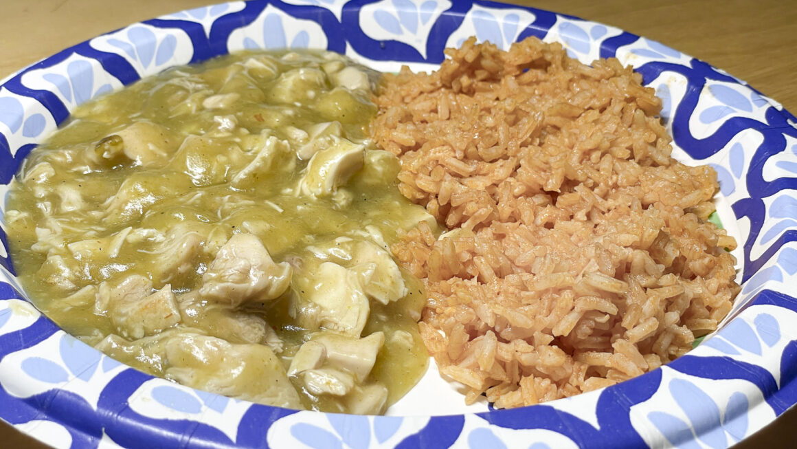 Chicken Verde w/Mexican Rice & NO Refried Beans