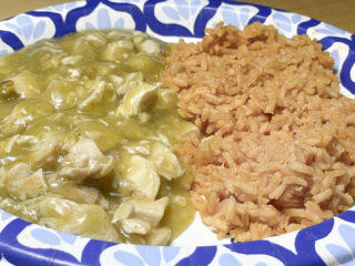 Chicken Verde w/Mexican Rice & NO Refried Beans