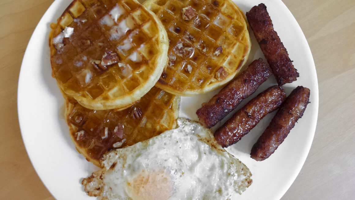 Sausage, Eggs, and Waffles