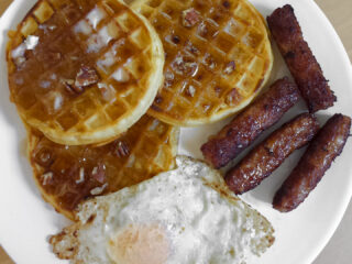 Sausage, Eggs, and Waffles