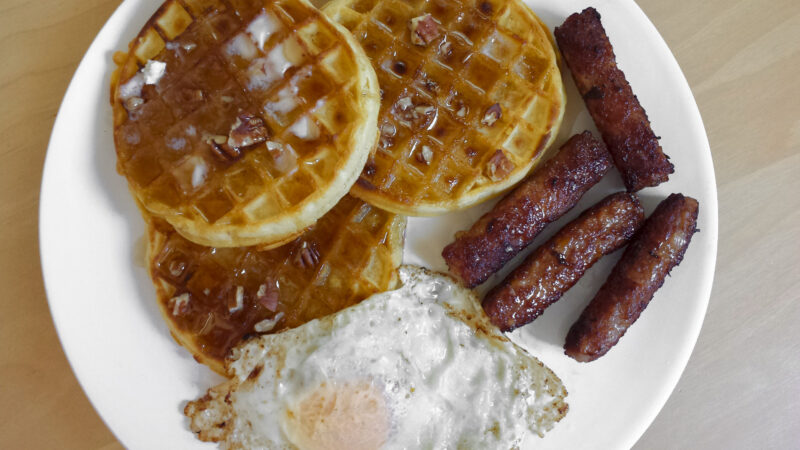 Sausage, Eggs, and Waffles