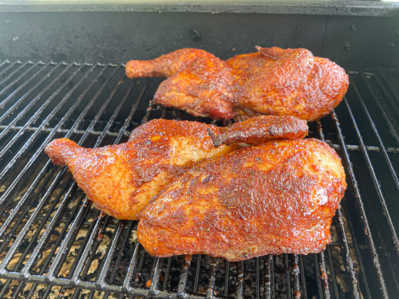 Chicken Halves on the Smoker