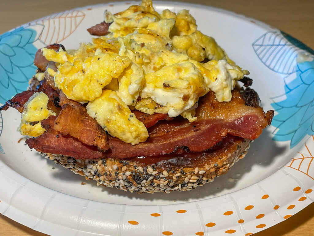 Open-face Bacon & Egg Everything Bagel