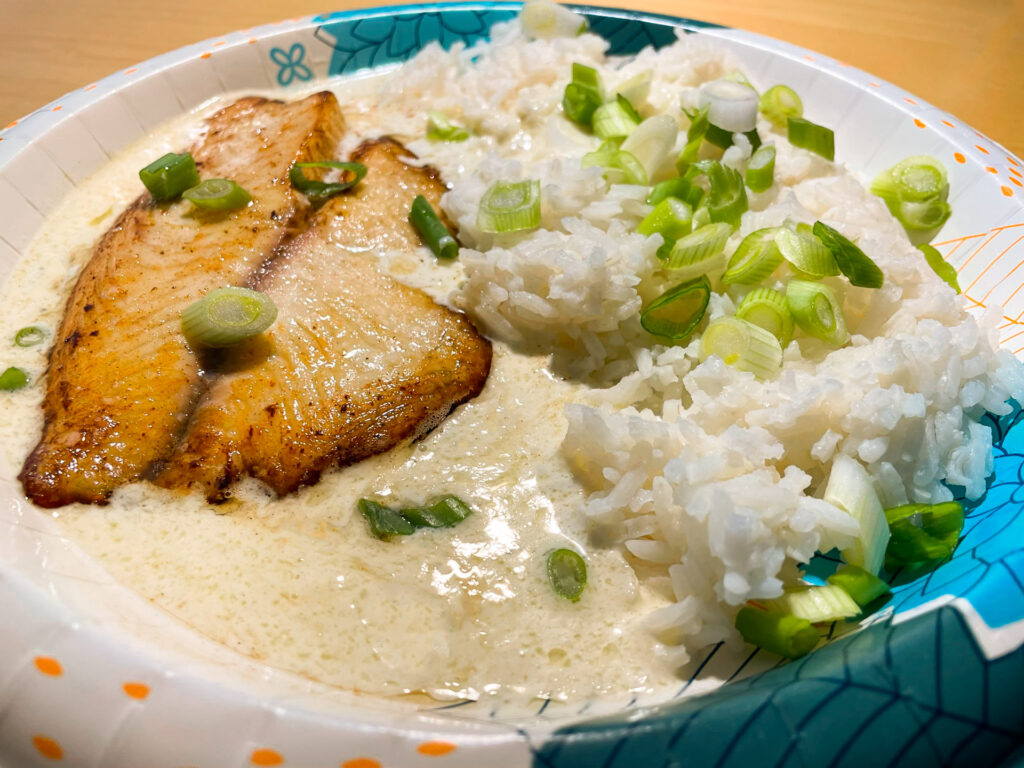 Tilapia w/Garlic Lemon Cream Sauce and Rice