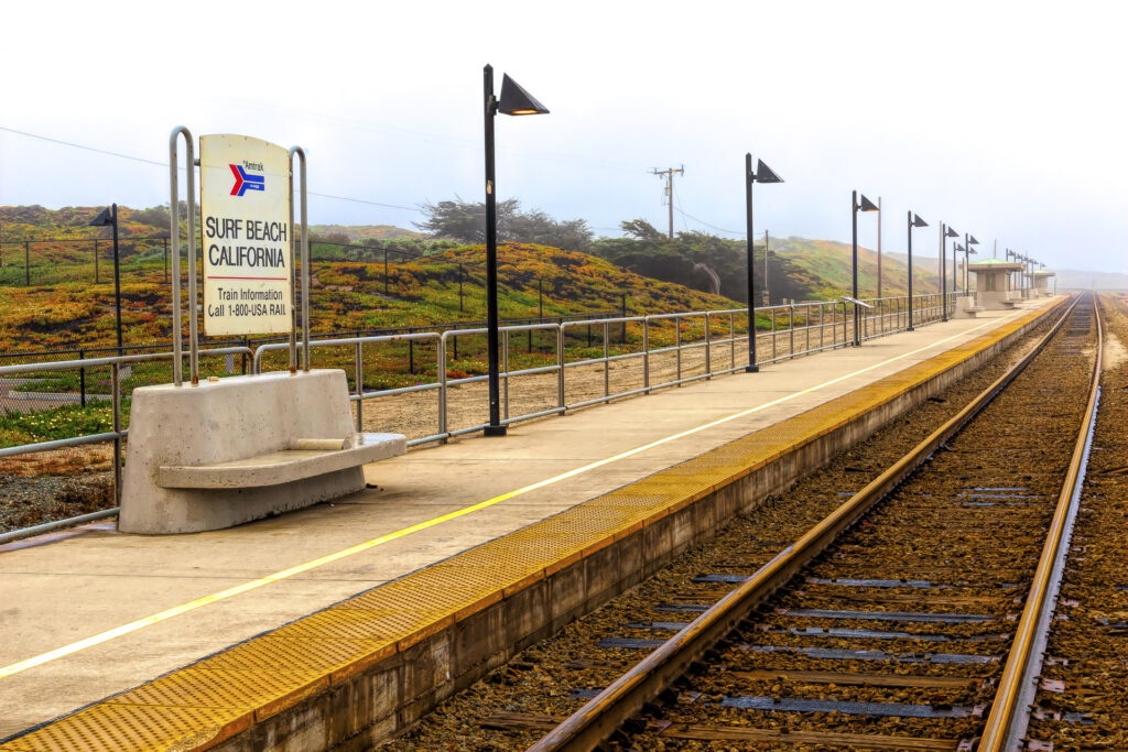 Color Amtrak Rail Stop at Surf Beach