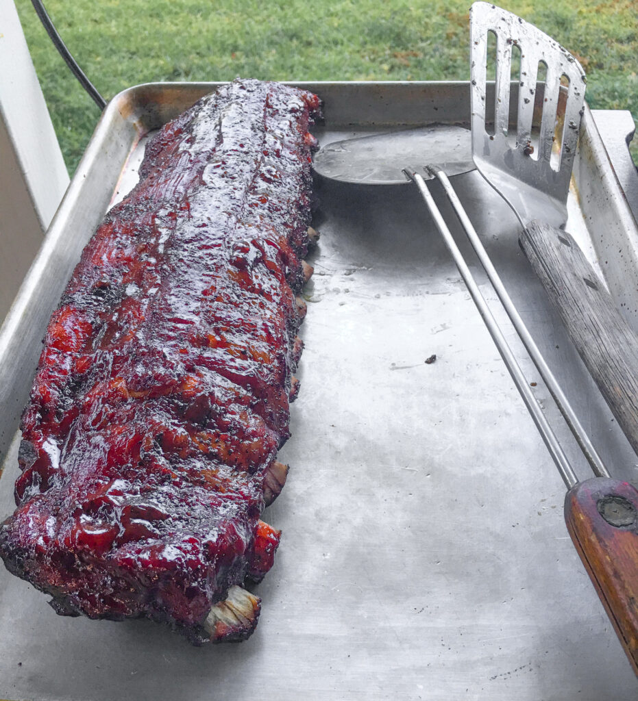 Sauced Ribs Right Off the Smoker