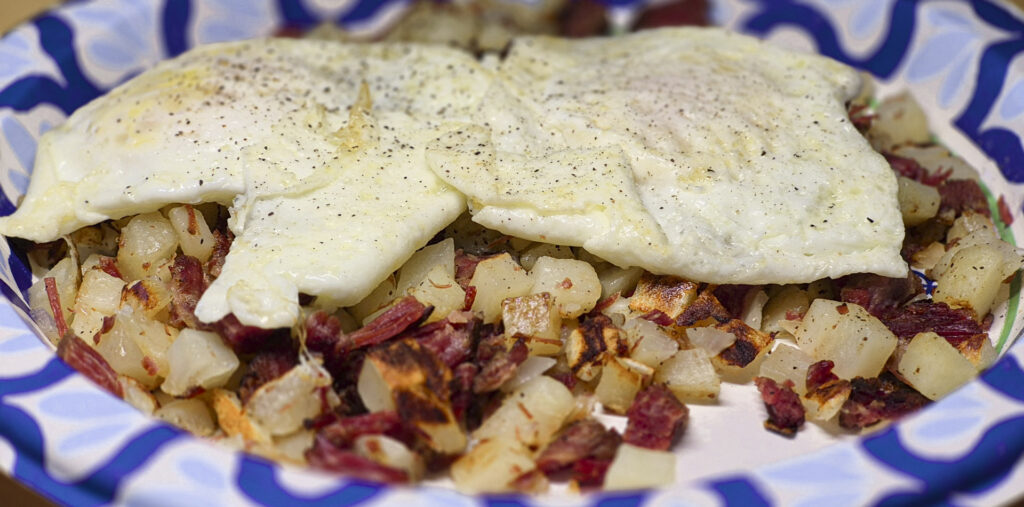 Corned Beef Hash Under Eggs