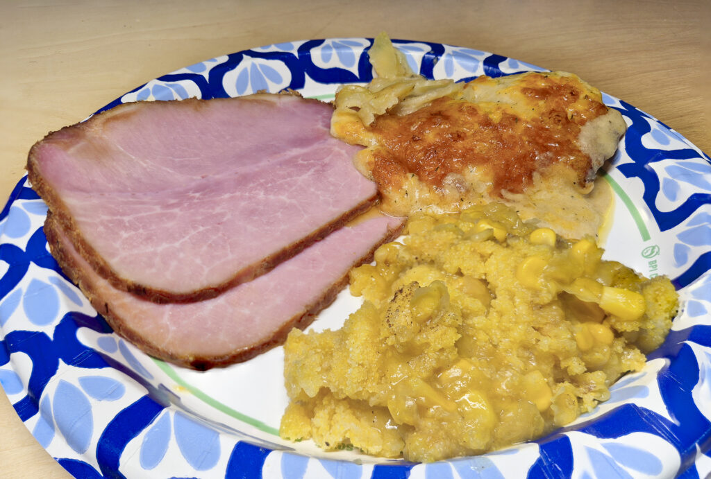 Ham, Scalloped Potatoes, and Corn Casserole