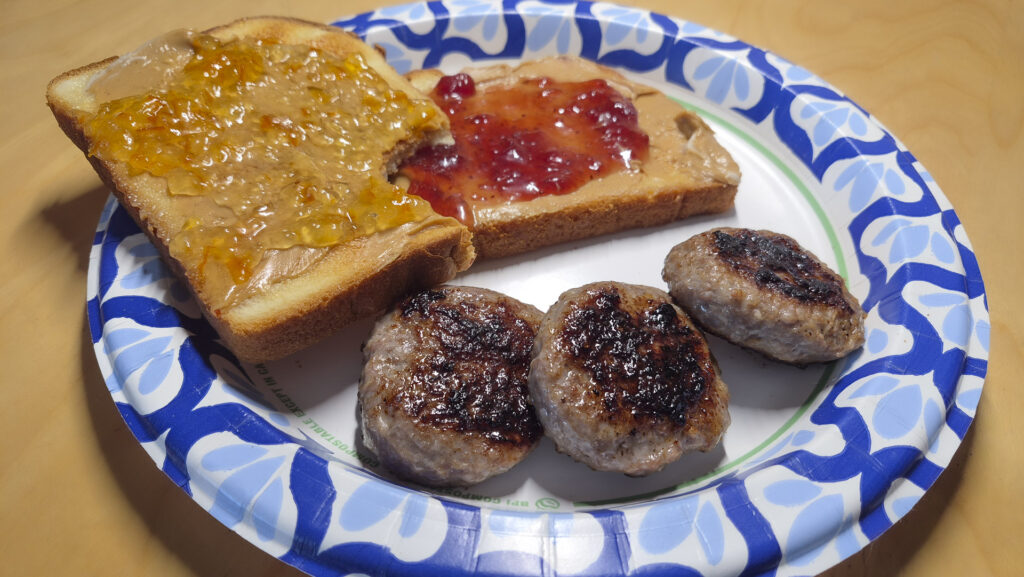 Breakfast Sausage, Toast & Jam