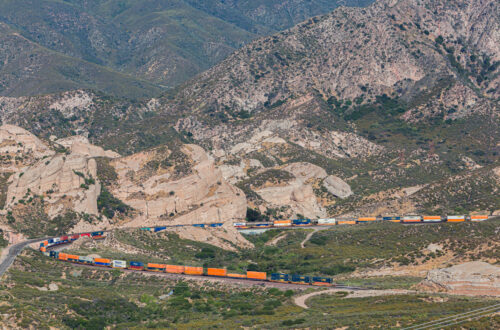 “BNSF Intermodal Train Negotiating the Sullivan’s Curve Grade in the Cajon Pass