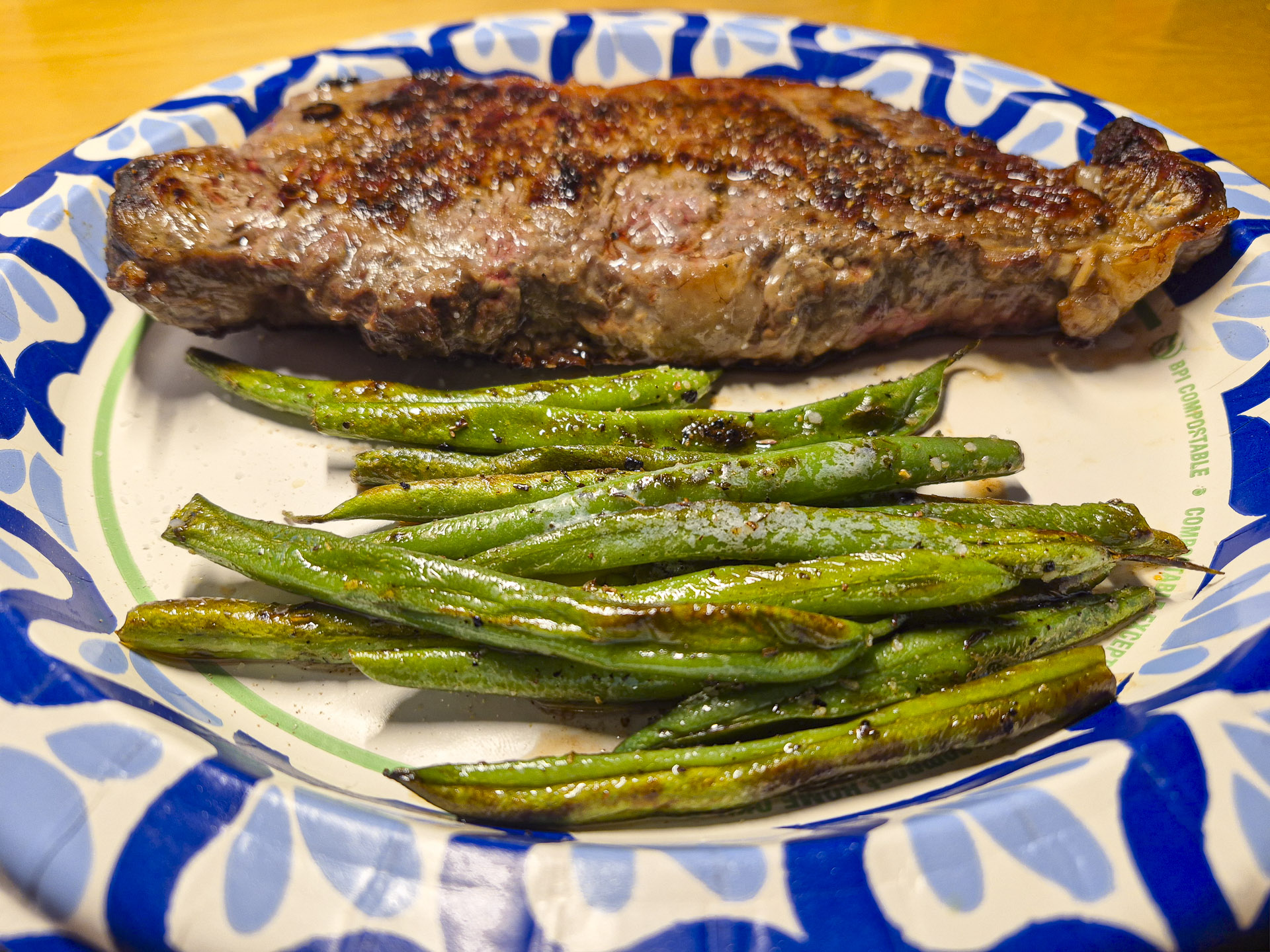 Green Beans & New York Strip Steak