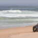 Three men surf fishing at Guadalupe Dunes