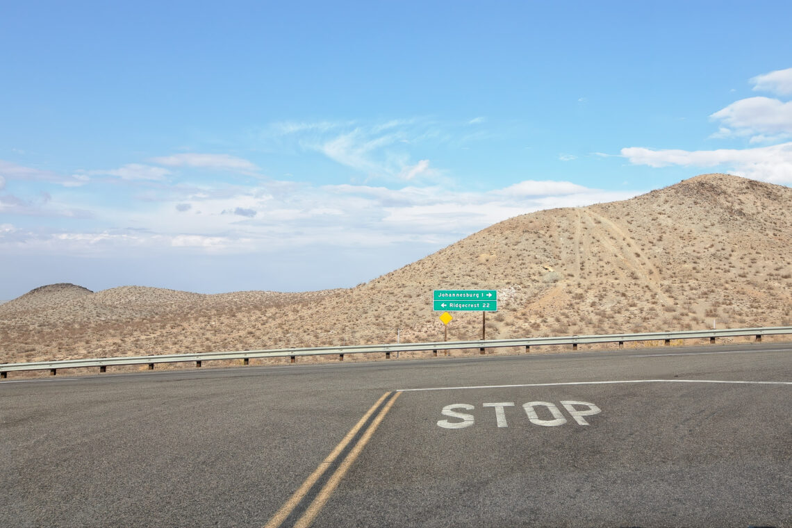Mojave Desert in California, at the intersection of Garlock Road and U.S. Route 395 (just north of the small town of Johannesburg).