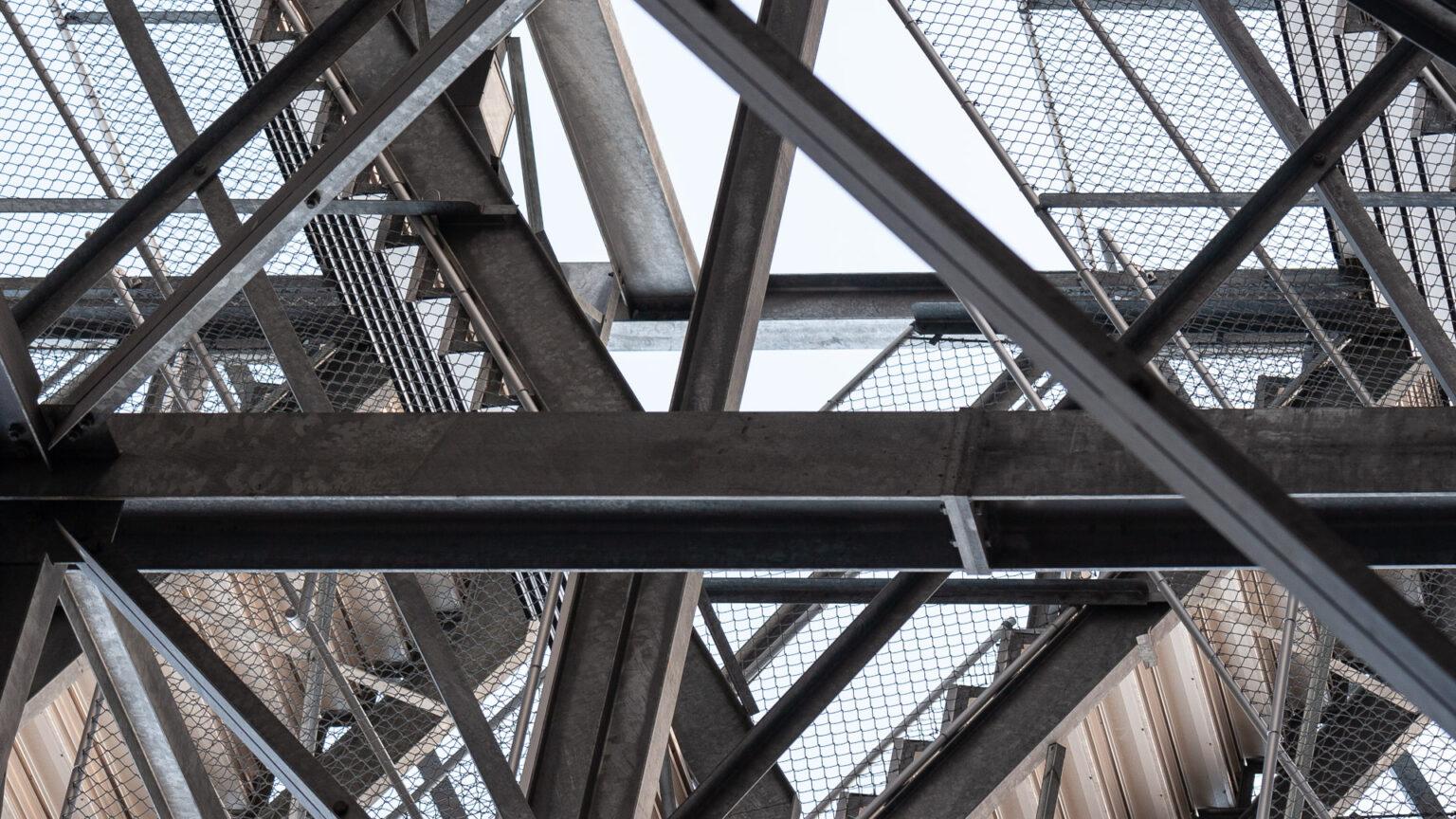 steel structural framework beneath the grandstand